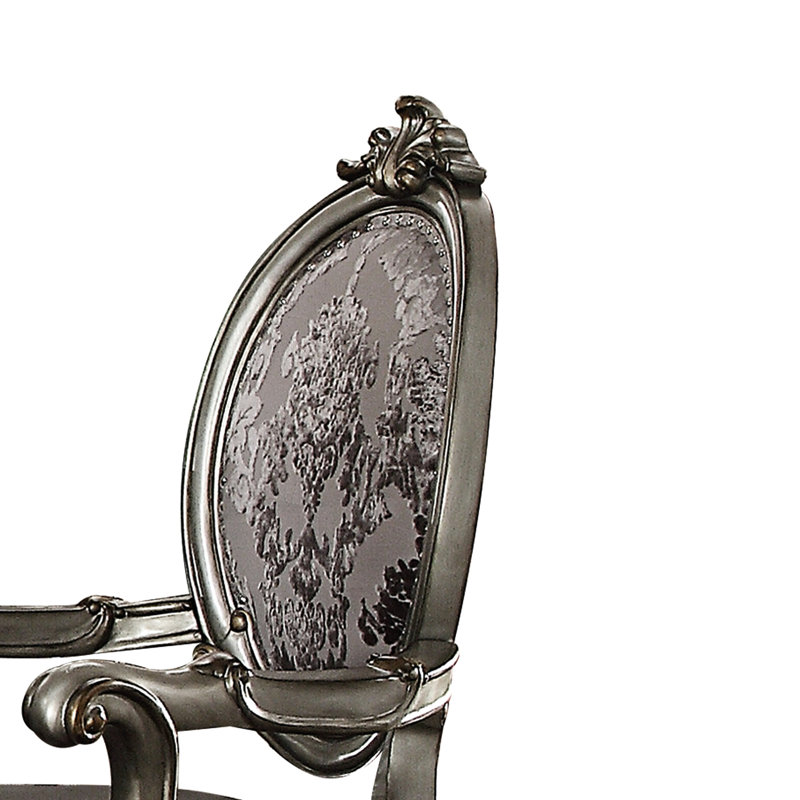 Ensemble de 2 chaises avec accoudoirs argent et platine antique - Rembourrage généreux, coussin élégant à deux places, forme élégante