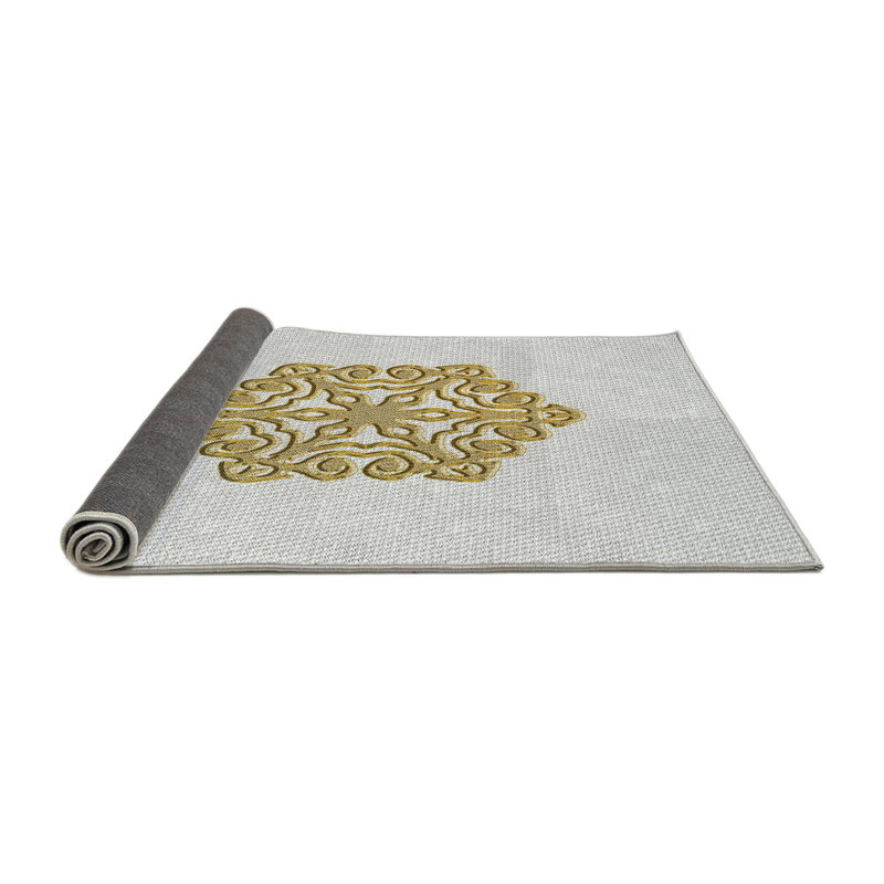 Tapis doré / blanc Power Loom, Rond 8 pi