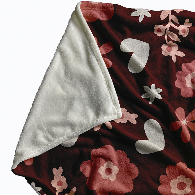  Couverture en molleton Flowery Love, 30 po x 40 po, Rouge