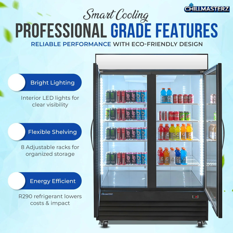 44.2 Cubic Feet 2 Doors Commercial Refrigerator