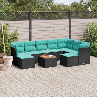 Ensemble de canapé de patio 10 pièces avec coussins en rotin de polyester