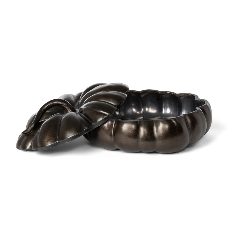 Pumpkin Bowl Figurine, 6.75" H x 14.25" W x 14" D, Brown