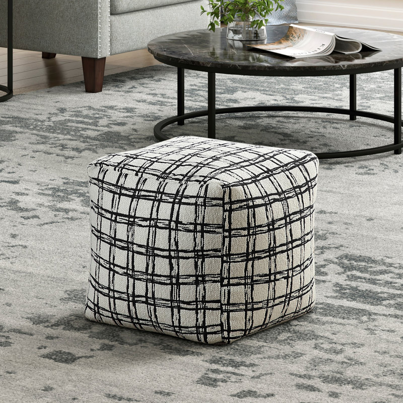 Repose-pieds carré moderne, housse blanc noir, tissu de 300 lb avec fermeture à glissière, surface antidérapante