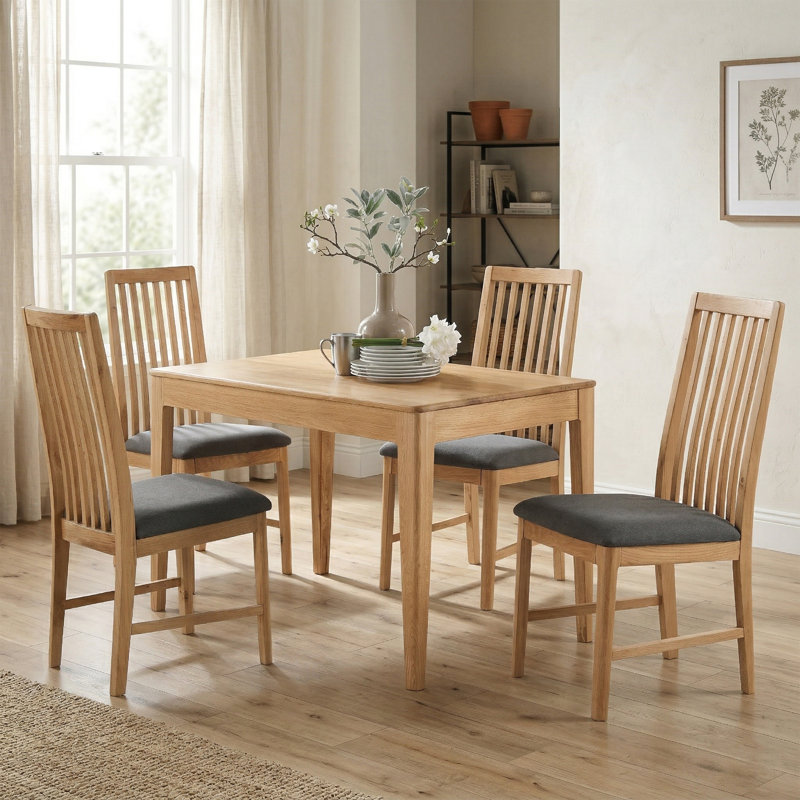 Remi Upholstered Dining Set, Oak
