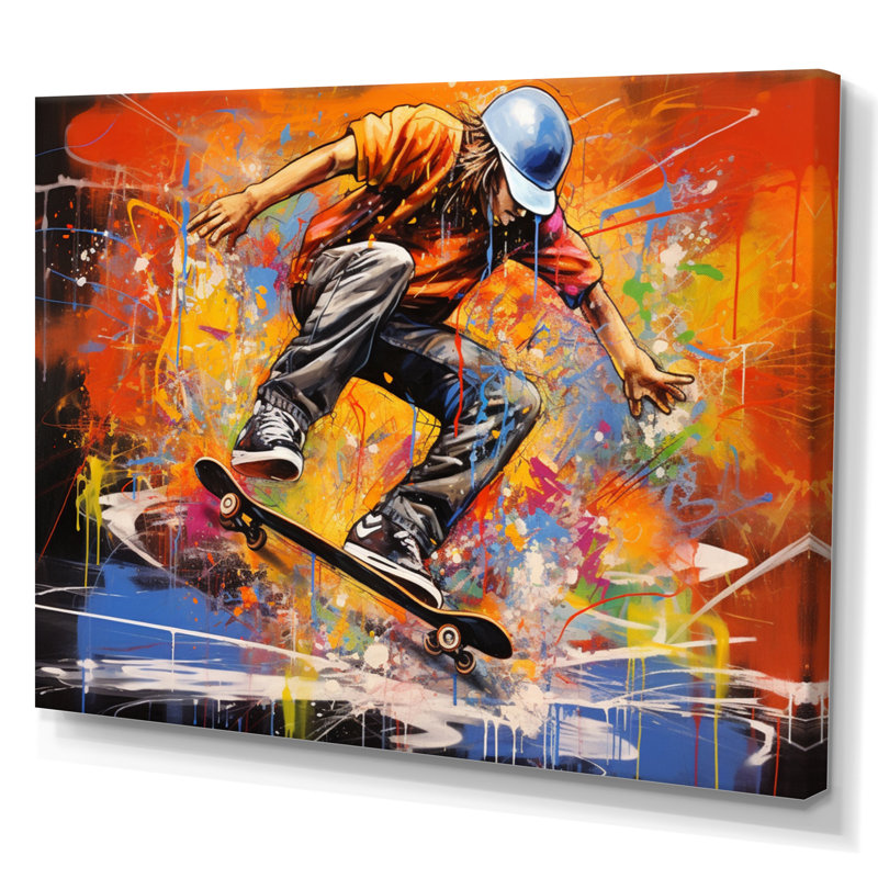 Skateboard Street, impression sur toile I, H 30 po x l 40 po x P 1,5 po, Toile tendue