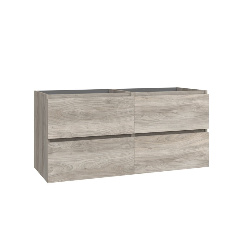 Flora 46.4" Wall Mounted Double Bathroom Vanity Base Only, Gray Pine