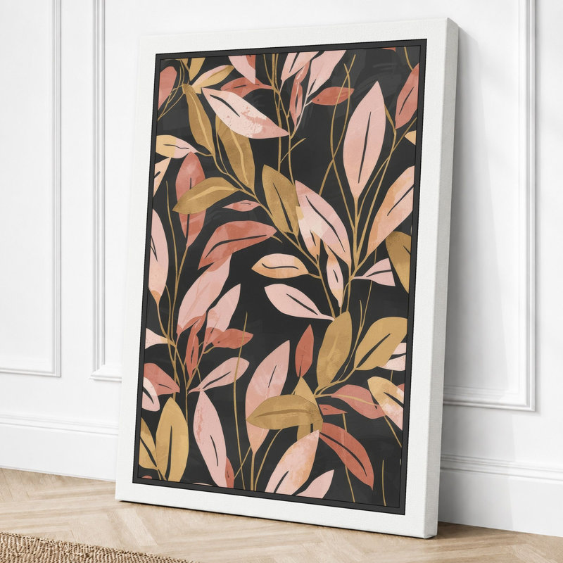 Garden Pattern Botanical - Wrapped Canvas, 36x24 - 91.4 x 61.0 cm, White Border