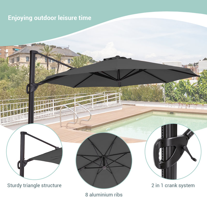 Parasol suspendu 11 pi Urbanna, Gris foncé