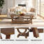 Table basse rectangulaire en bois massif avec tablette de rangement pour le salon, table basse en bois avec base à tréteaux
