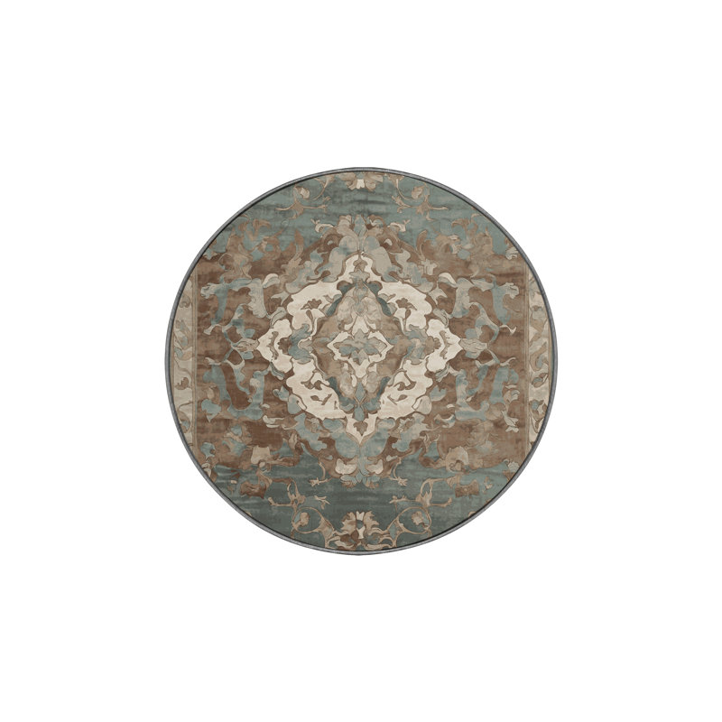 Tapis gris lavable à la machine, Rond 6 pi