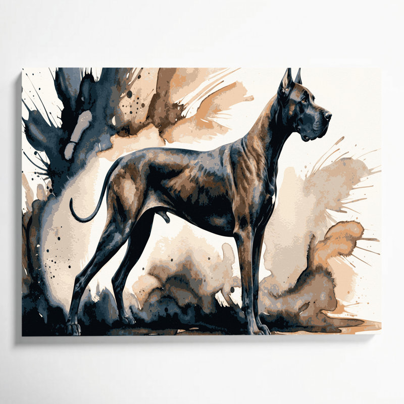 «Dogs Great Dane», art mural sur toile beige, H 8 po x l 10 po