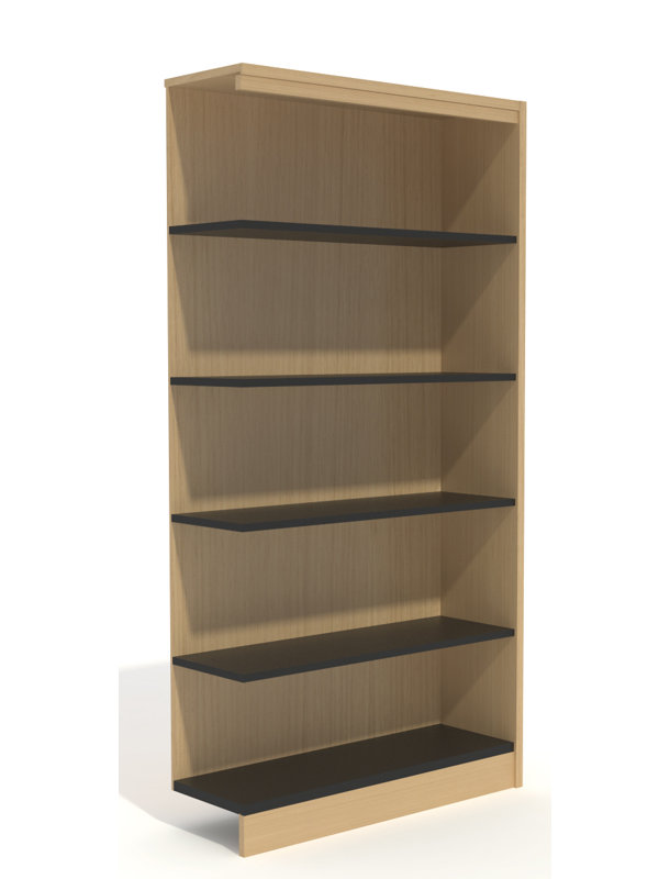 Bibliothèque standard Yursa, Chêne naturel, (Cinq tablettes) H 72 po x l 37 po x P 12 po