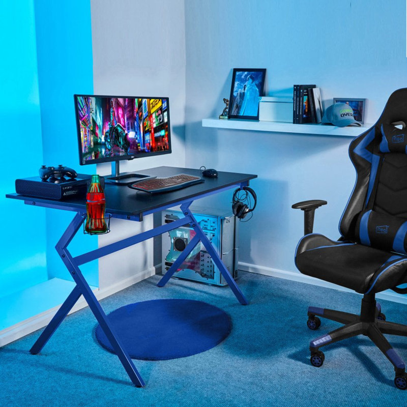 Metal Base Computer Desk, Blue