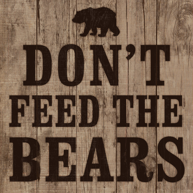 Don't Feed Bears 2 - Wrapped Canvas Print, 30cm H x 30cm W x 3.8cm D