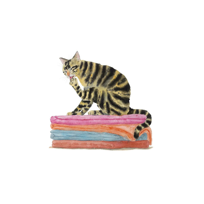 Chat tigré sur serviettes de bain par Alexey Dmitetchich Shmyrov - reproduction, H 8 po x l 12 po x P 0,75 po