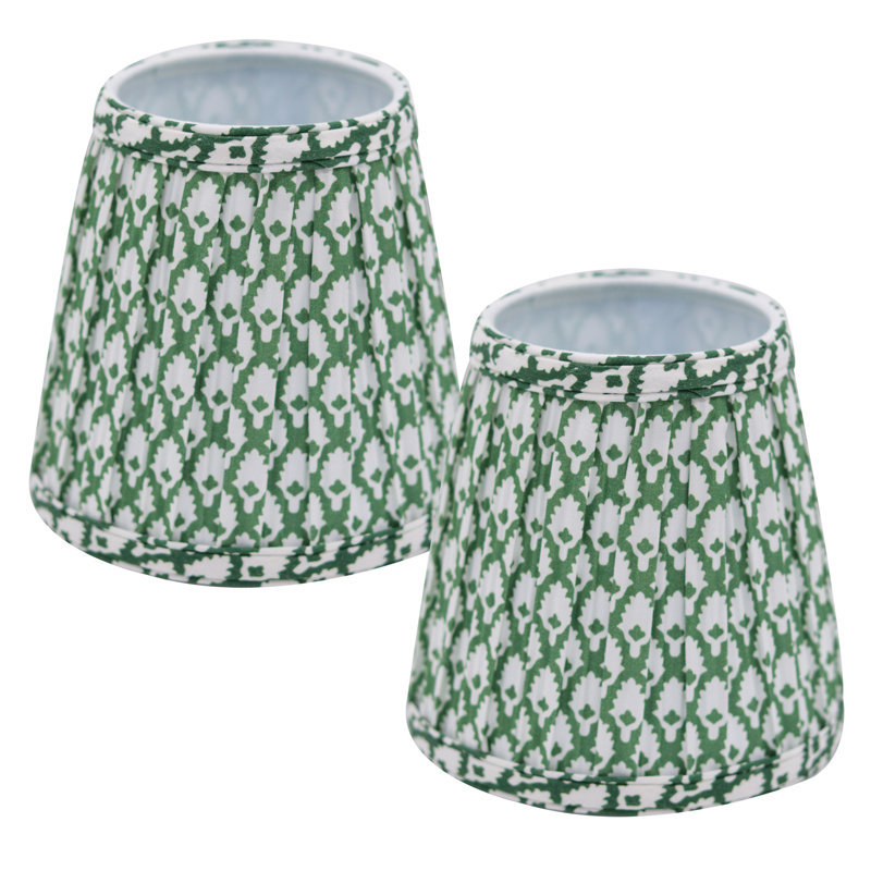 Abat-jour empire rigide avec fixateur de flamme Empire, ensemble de 2, blanc, Vert/blanc