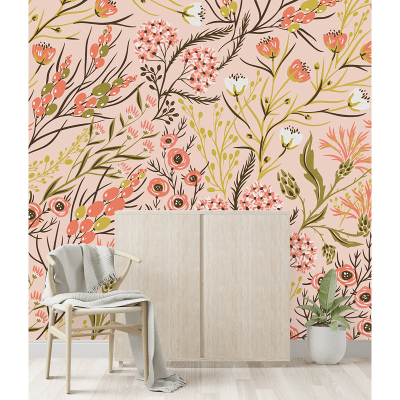 Peel & Stick Floral Wall Mural, 10.42' W x 10.42' L