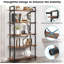 5-Tier Rustic Brown Industrial Metal Bookshelf Unit