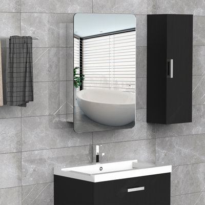 Porte coulissante de 18 po x 26 po / 46 cm x 66 cm pour armoire à pharmacie de salle de bain avec tablette de rangement à 3 niveaux, acier inoxydable, pour le salon, la chambre et le bureau