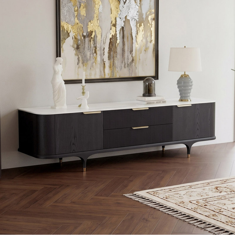 Remy Modern Solid Wood Fluted TV Stand With Storage
