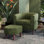 Fauteuil demi-tonneau rembourré avec repose-pieds 27,4 po Torince