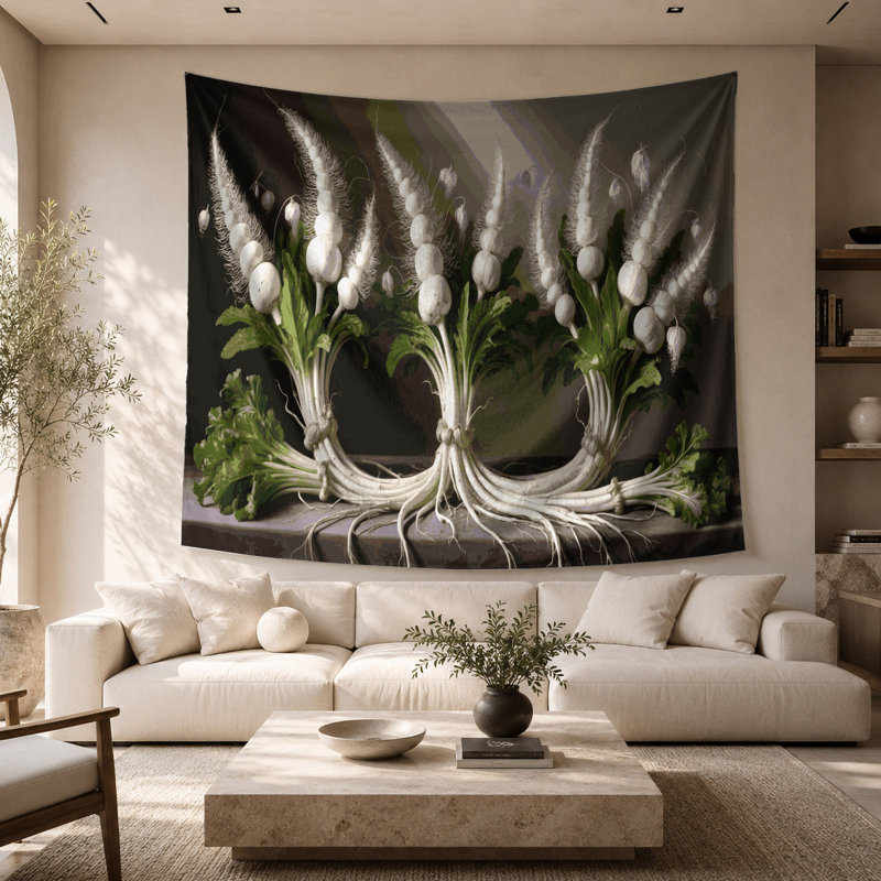 Tapisserie murale légumes salsifis, 68 po x 80 po