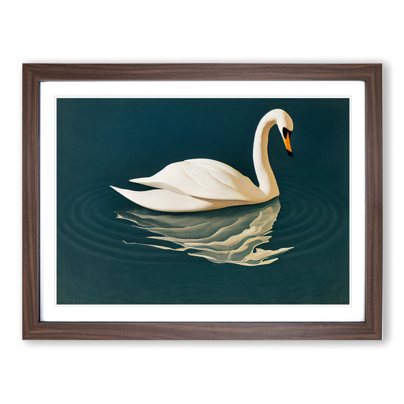 Intoxicating Swan - Single Picture Frame Print, Walnut, 46cm H x 64cm W x 2cm D