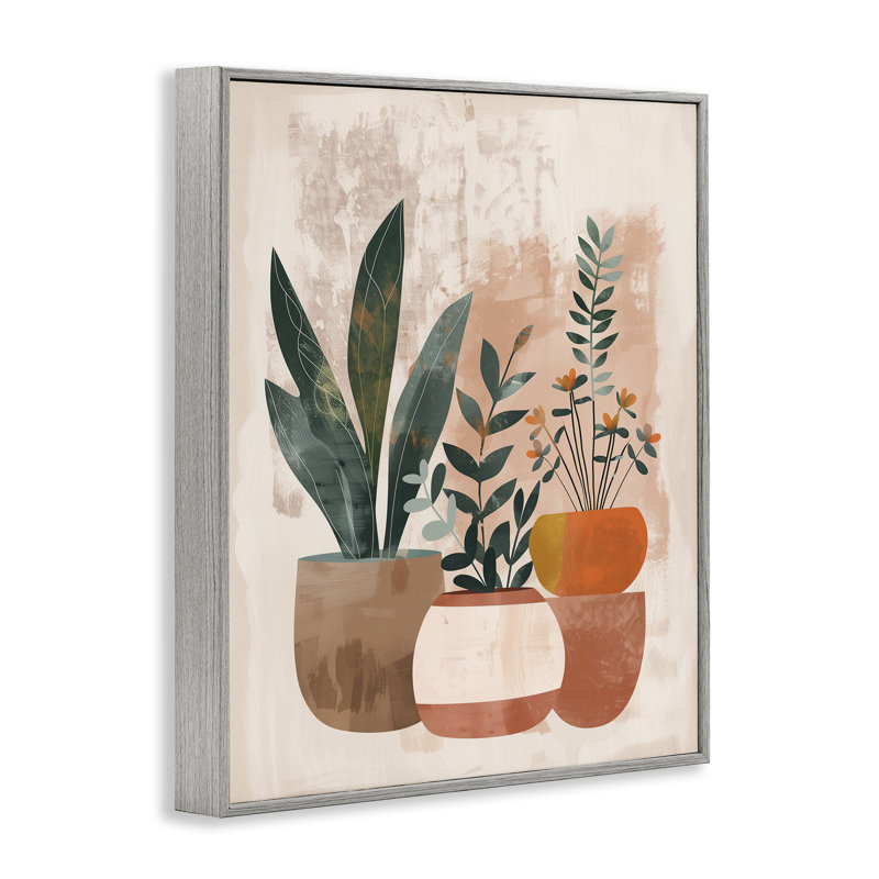 «Earthy Boho Pots Plants», estampe numérique, design par LSR Creative Studio, H 14 po x l 11 po, Estampe numérique Farmhouse