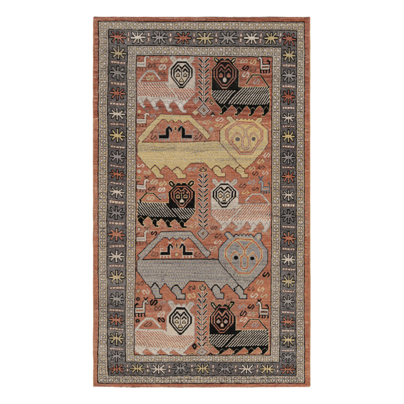 Burano Hand Knotted Wool Animal Print Area Rug, Rectangle 8' x 10'