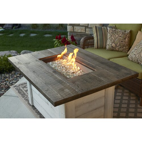 The Outdoor GreatRoom Company Alcott Stainless Steel/Concrete Propane/Natural Gas Fire Pit Table ...