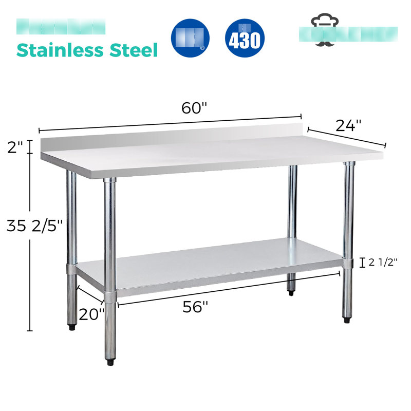 Table en acier inoxydable 24 po x 60 po avec dosseret de 4 po, calibre 18, pour un entretien et un nettoyage faciles dans les cuisines commerciales, les restaurants et les services de traiteur. Optimisation de l'efficacité des cuisines.