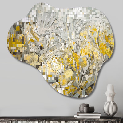 Yellow And Cream Bohemian Medley I - Cloud Boho Mosaic Metal Art, Asymmetrical Metal Wall Sculpture Print