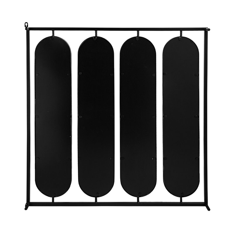 36" X 36" Large Four Oval Wall Mirror With Black Square Frame