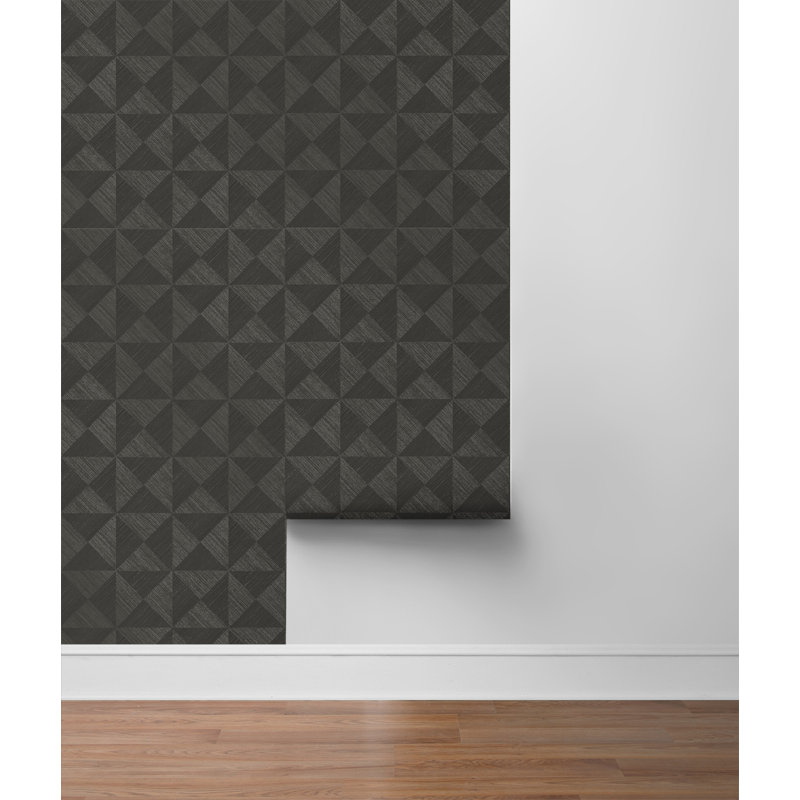 Geometric Vinyl Peel & Stick Wallpaper Roll, Charcoal