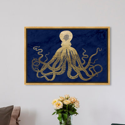 " Nautical And Coastal Squid Gold And Navy Marble, Modern & Contemporary Blue " by Oliver Gal