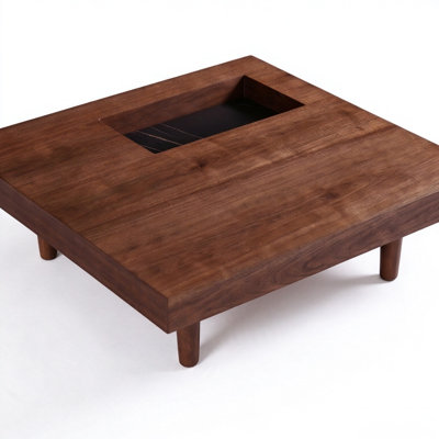 Square Wooden Coffee Table with Storage and Modern Design