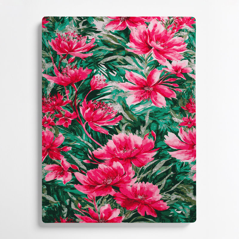 Aquarelle florale 37, art mural en métal rouge, H 36 po x l 24 po