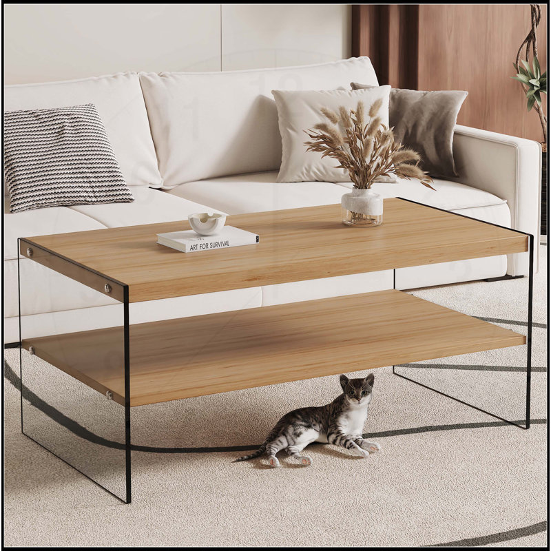 Double layered rectangular coffee table, Wood