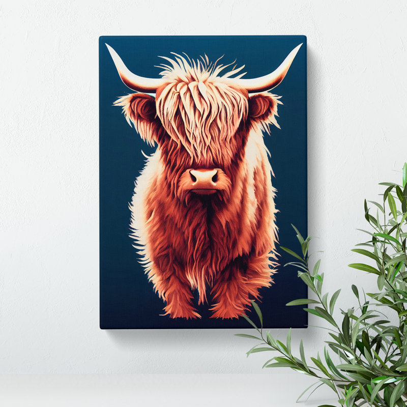 Superb Highland Cow - Wrapped Canvas Print, 50cm H x 35cm W x 3cm D