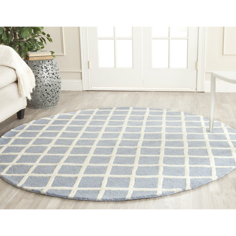 Sanyla Hand Tufted Wool Geometric Rug, Round 6'