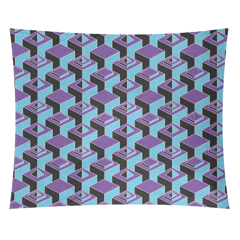 Tapisserie, H 27,5 po x l 37,5 po, Mauve / bleu sarcelle