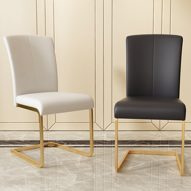 Modern Parsons PU Leather & Steel Dining Chair, White
