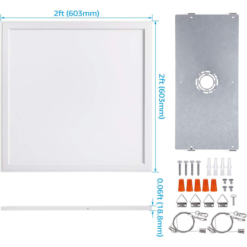 2x2ft Led Flat Panel Troffer Light With Built-in Driver, 5000k Daylight