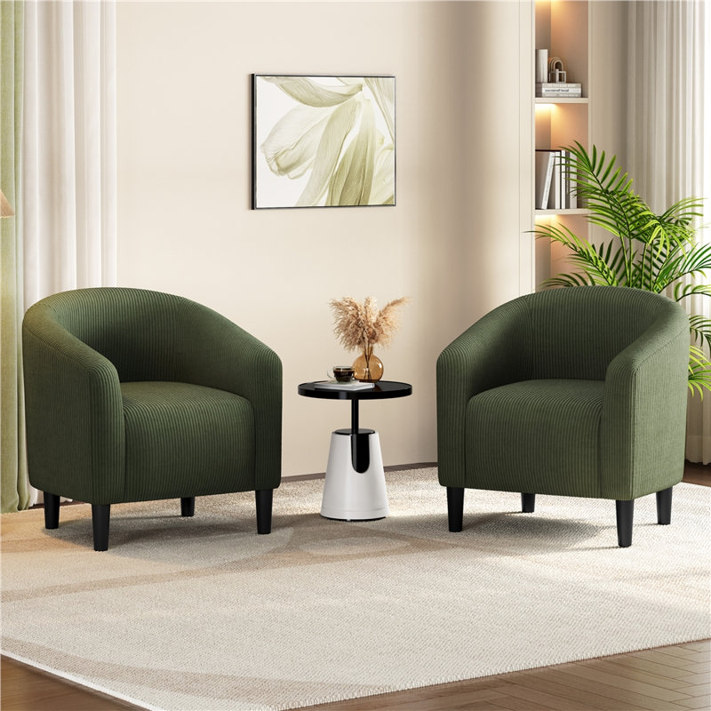 Upholstered Barrel Chair, Vert foncé