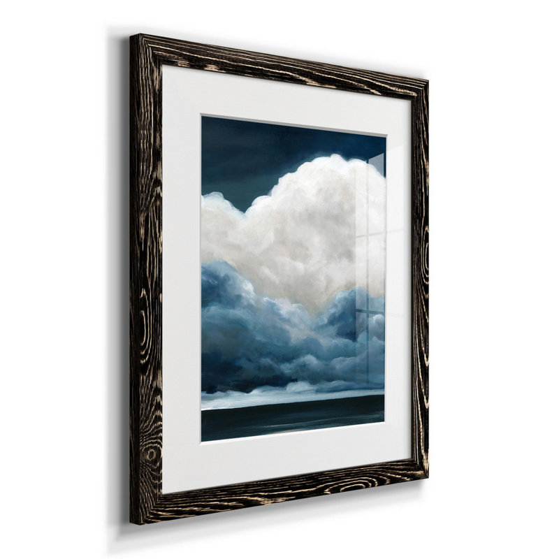 Les nuages au-dessus - impression, H 20 po x l 17 po x P 1 po, Papier encadré noir, Blanc