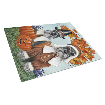 Planche à découper en verre Caroline's Treasures Schnauzer Autumn