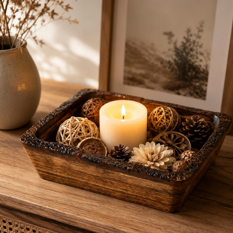 Solid Wood Decorative Bowl