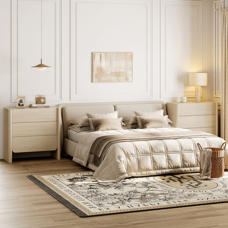 Table de chevet 3 tiroirs Modern Modern, Beige