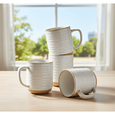 Ensemble de tasses à café en céramique 12 oz arctique blanc (4 pièces) - convient au café au lait et au thé chaud - idéal pour une pendaison de crémaillère ou un mariage
