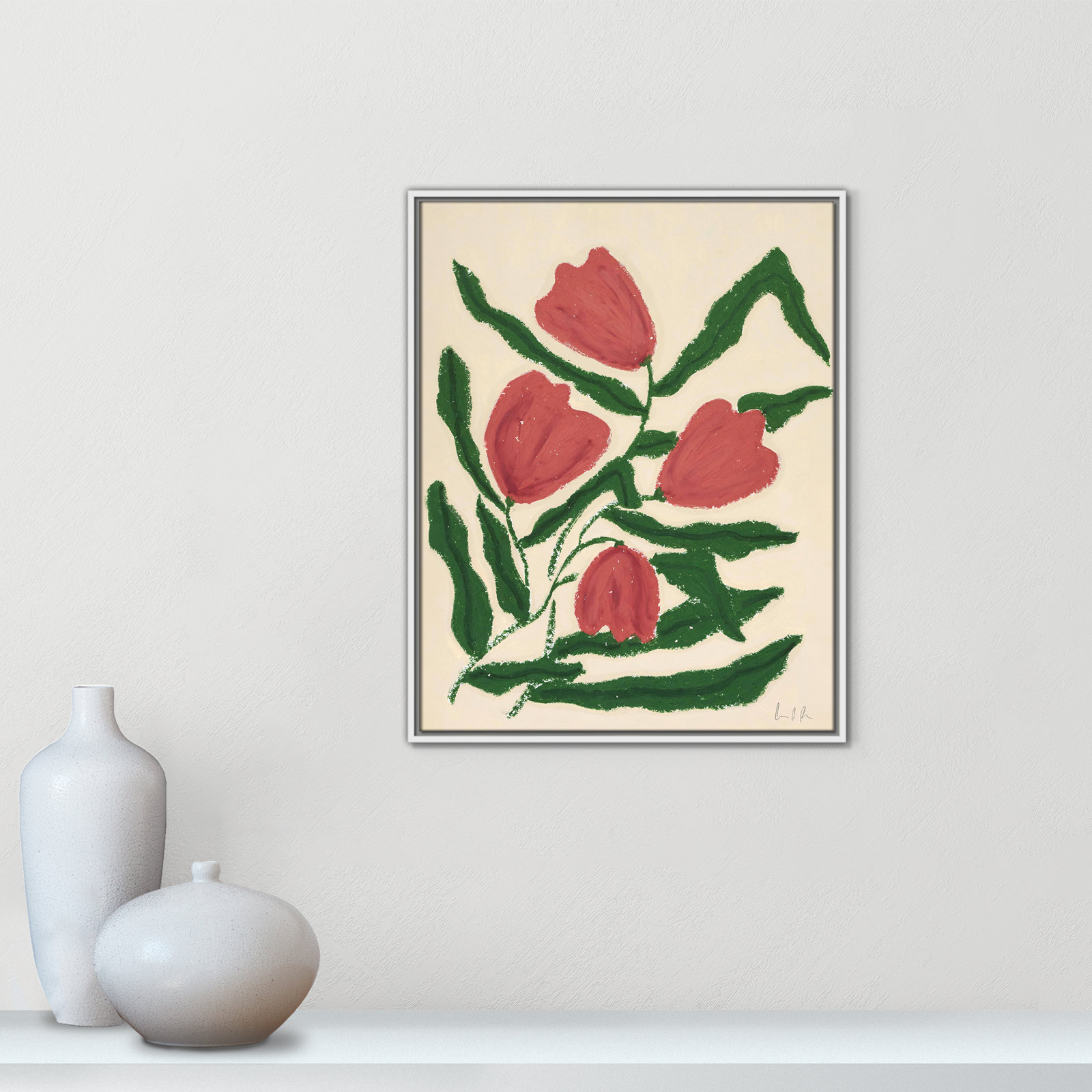 Red Tulips  Print by Camilla Bergqvist, 29.5" H x 23.5" W, White